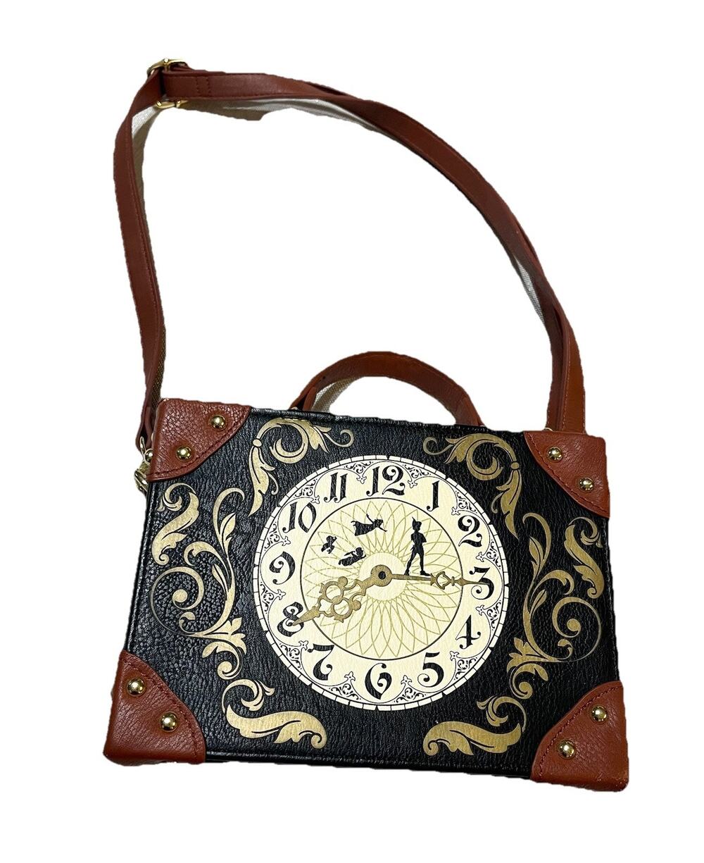 Loungefly Disney Peter Pan Rare Black Brown Trunk Clock Crossbody Purse